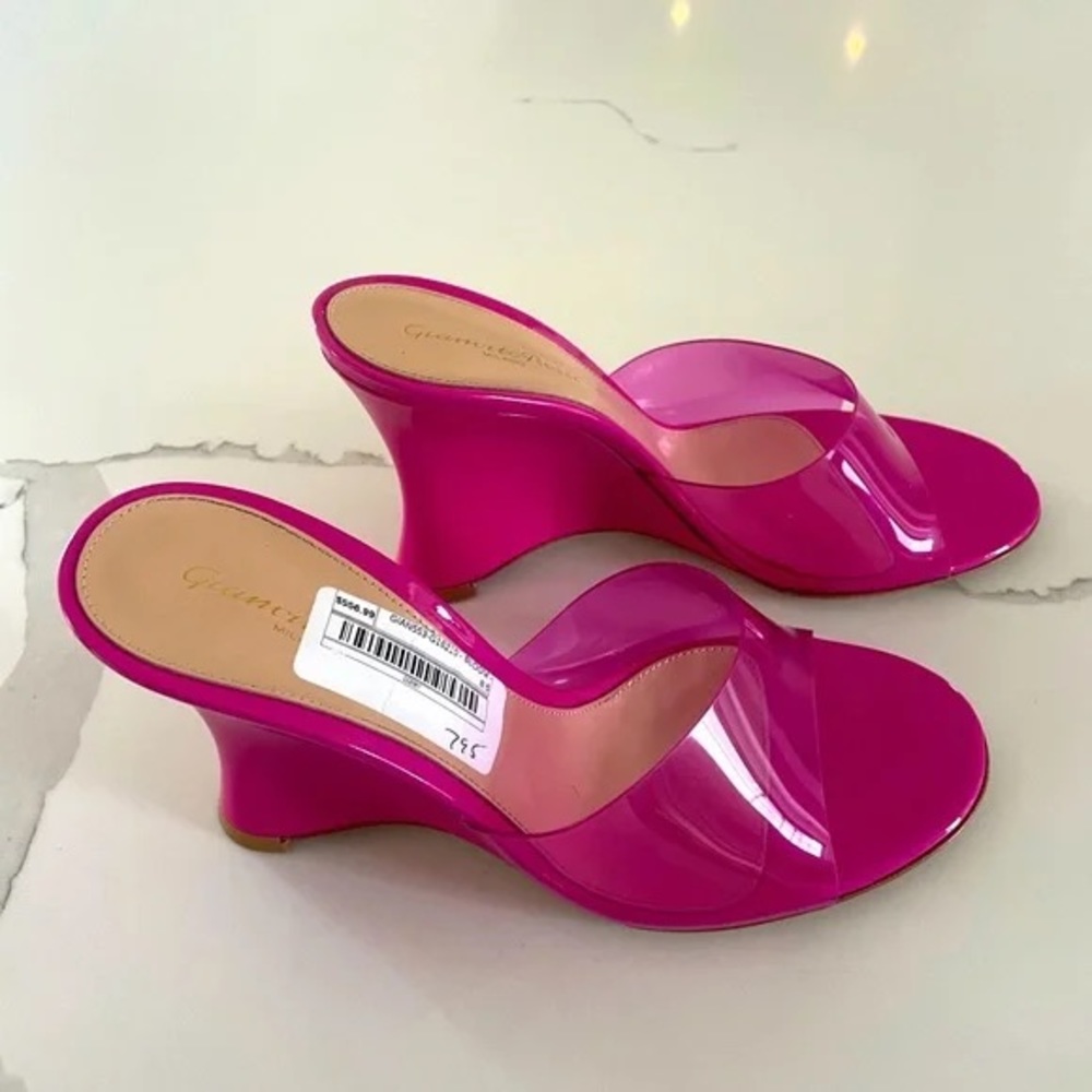 NIB GIANVITO ROSSI Pink Futura Mules Size  7.5 - Picture 2 of 5